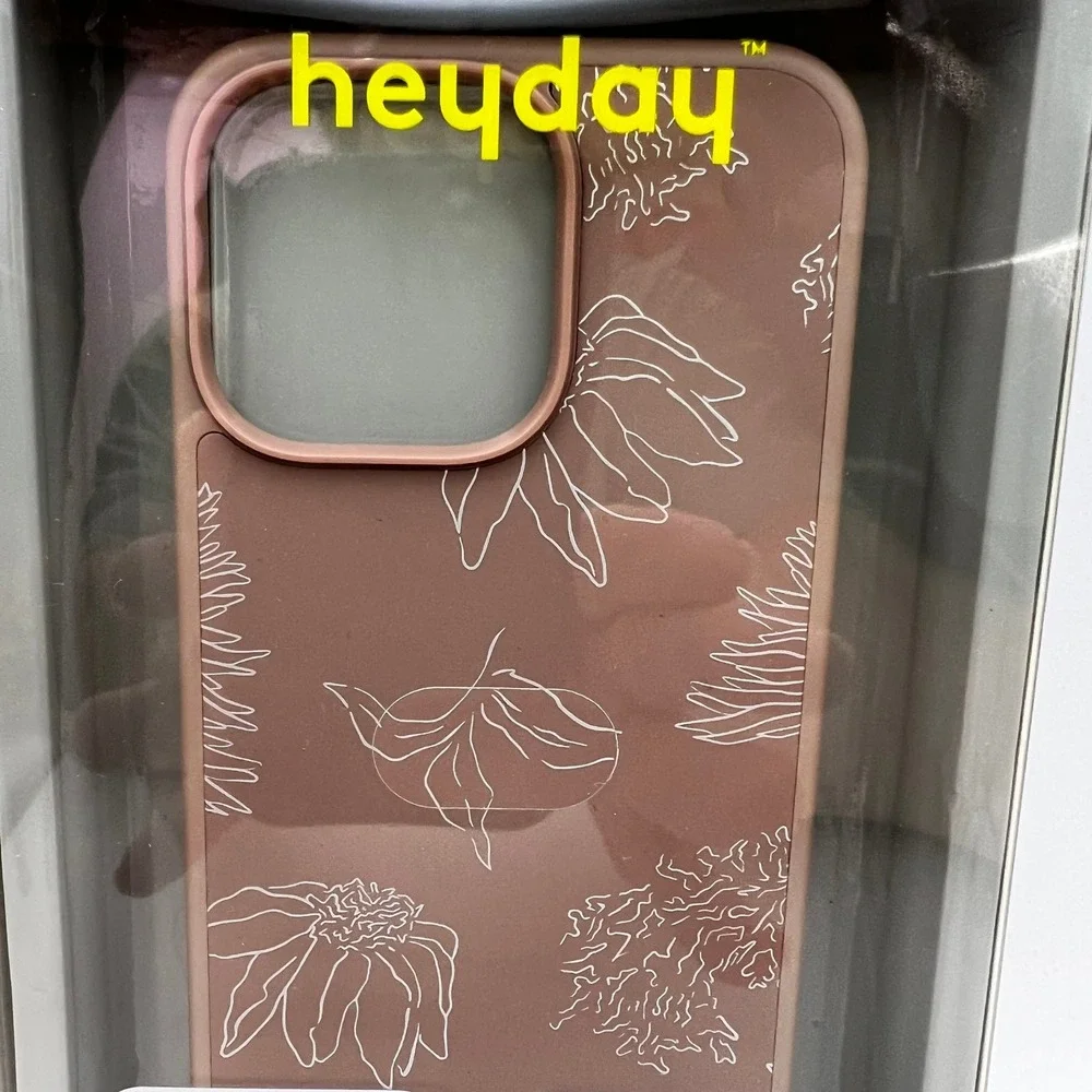 Heyday iPhone 13 Pro Case Warm Taupe Floral Hard Shell Antimicrobial Wireless